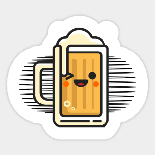 Minimalist Cute Beer Graphic Design Sticker
